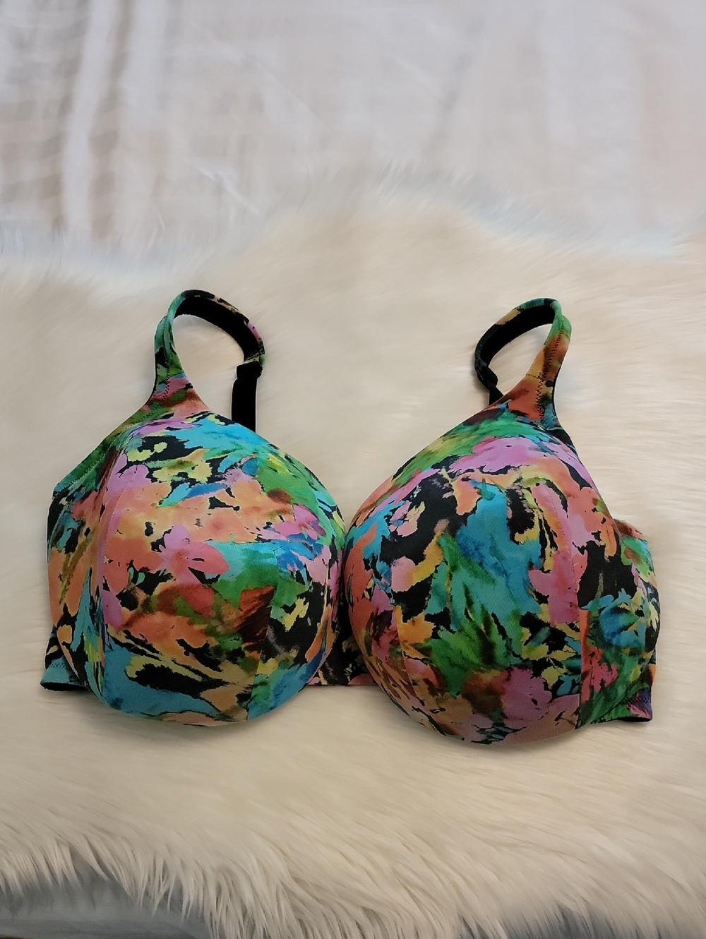 Cacique Women's Bra 46G Lightly Lined Full Coverage Pastel Floral